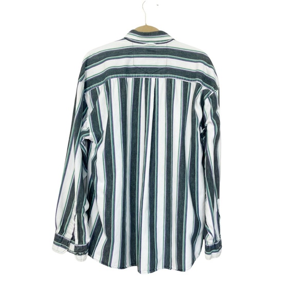 Vintage Haggar Casuals Long Sleeve Striped Flannel Button Front Shirt - Picture 3 of 9